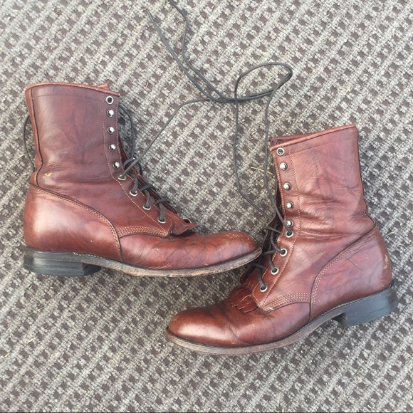 Justin Boots Shoes - Vintage Justin Kiltie Roper Combat leather boots